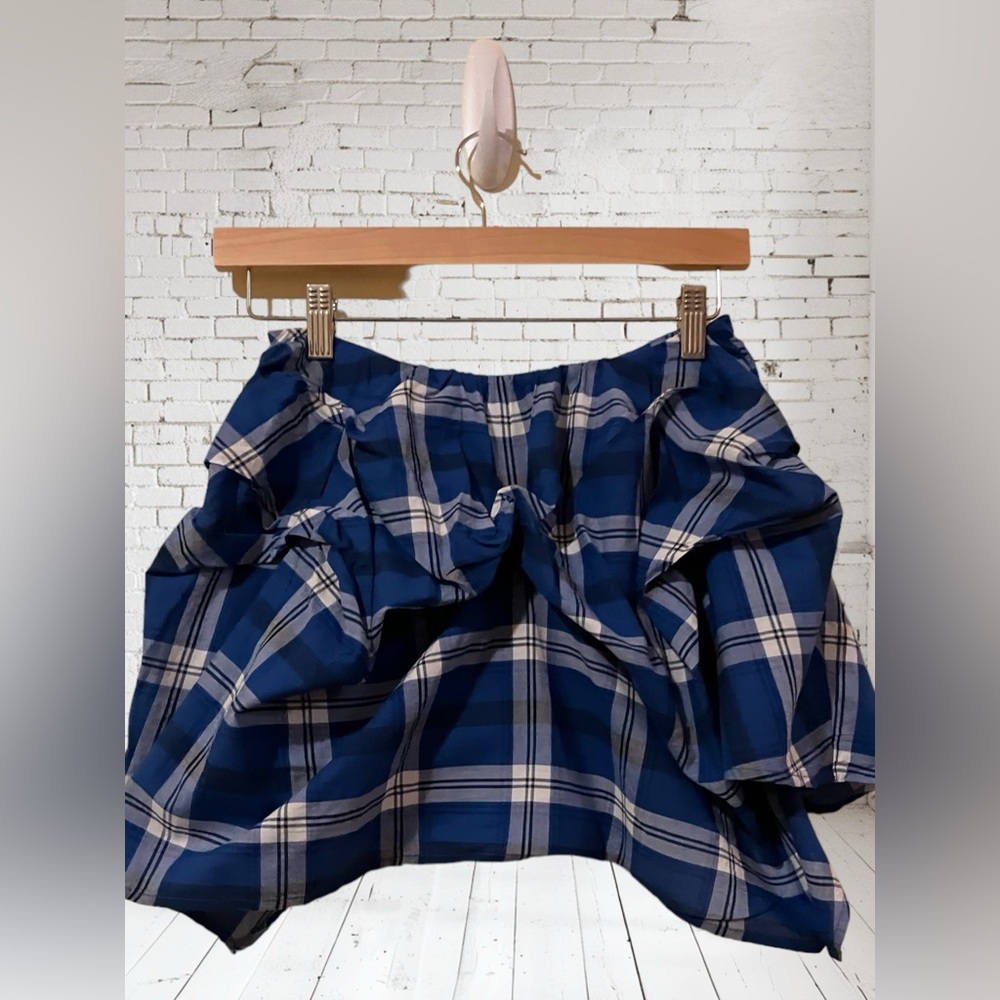 Urban Outfitters BDG Blue Plaid Ruffled Micro Mini Skirt XS, S New With Tags